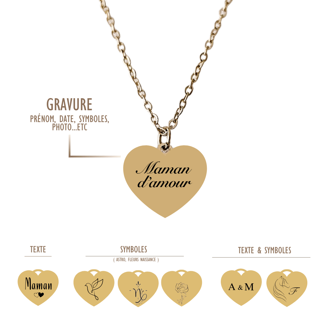 COLLIER COEUR GRAVURE