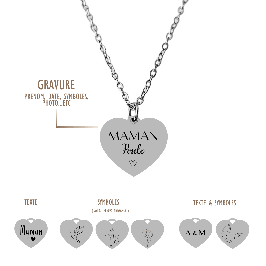 COLLIER COEUR GRAVURE