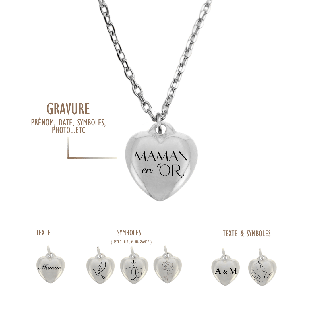 COLLIER COEUR GRAVURE