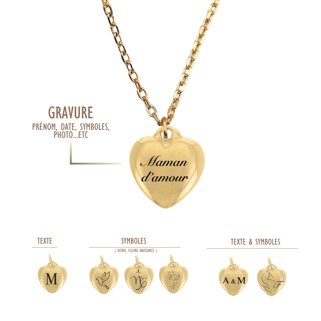 COLLIER COEUR GRAVURE