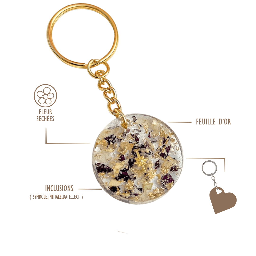 PORTE-CLÉS FLEURS SÉCHÉES (à personnaliser)