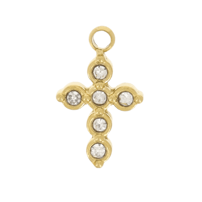 Charms en forme de croix chrétienne en acier inoxydable avec strass, résistant à l’eau.