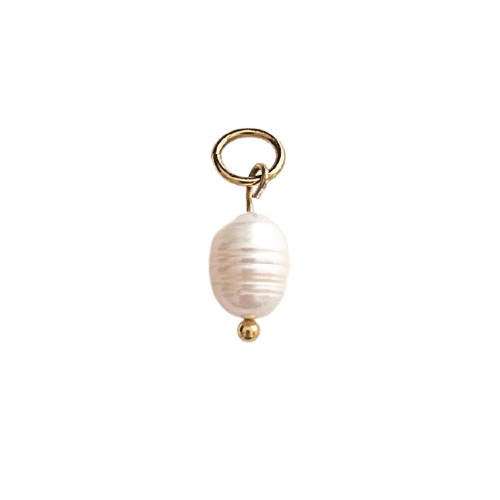 Charms en forme de perle en nacre avec anneau en acier inoxydable, résistant à l’eau.