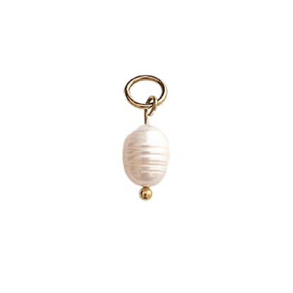 Charms en forme de perle en nacre avec anneau en acier inoxydable, résistant à l’eau.