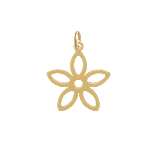 Charms fleur en acier inoxydable doré