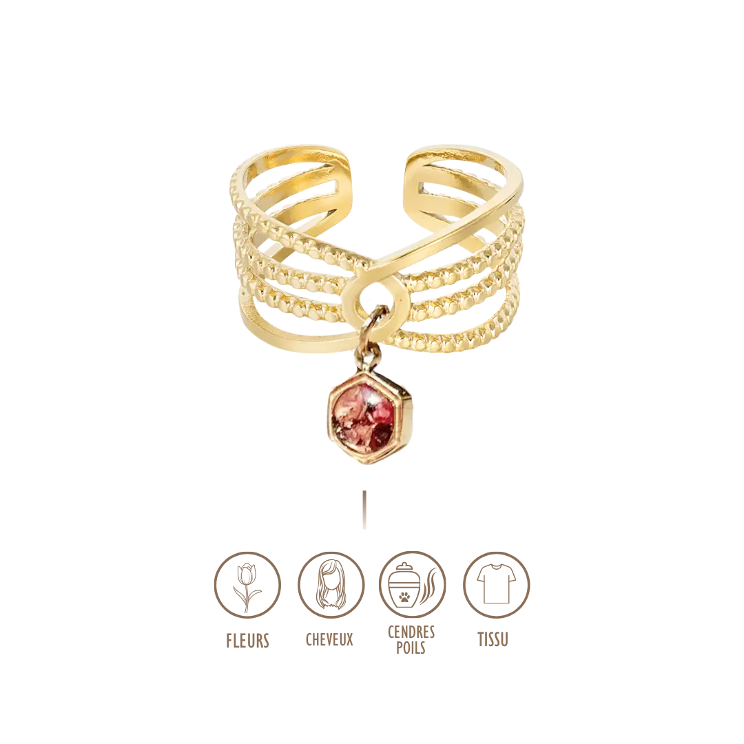BIJOUX SOUVENIR BAGUE DORÉ BAGUE AMBRE