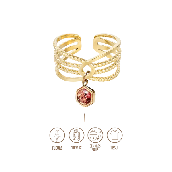 BIJOUX SOUVENIR BAGUE DORÉ BAGUE AMBRE