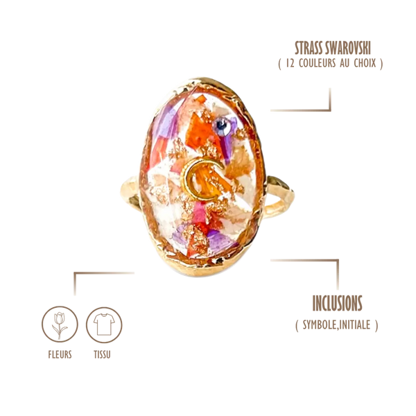 BIJOUX SOUVENIR BAGUE DORÉ BAGUE OVALE