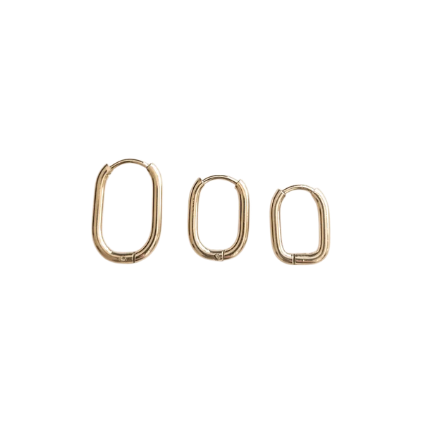 Luxie Jewelry BOUCLES D'OREILLES DORÉ / Grand BASE BOUCLE RECTANGLE