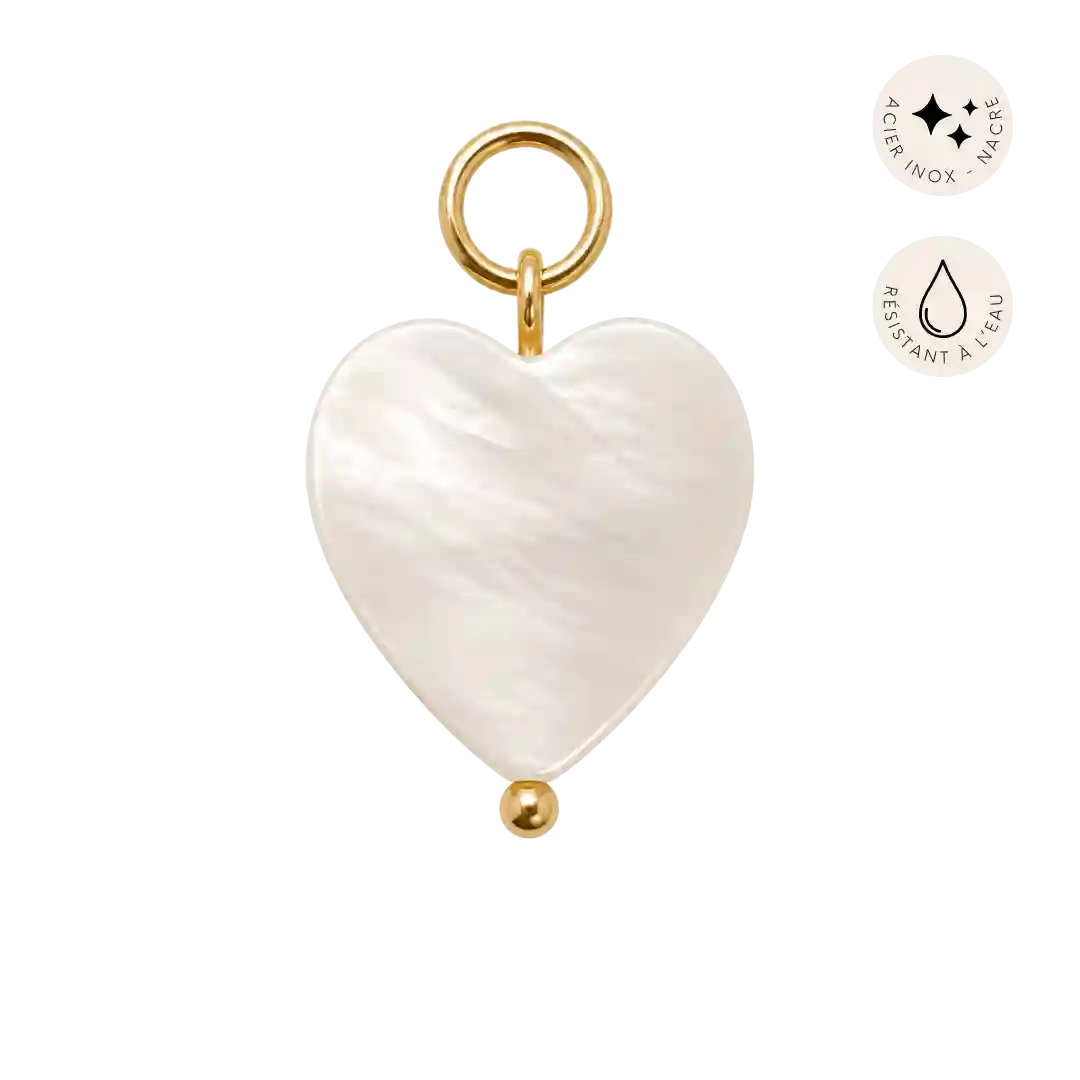 Luxie Jewelry CHARMS DORÉ CHARMS - Coeur nacre 15mm