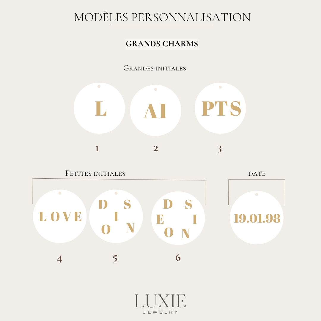 Luxie Jewelry CHARMS GRAND CHARMS NACRE (à personnaliser)