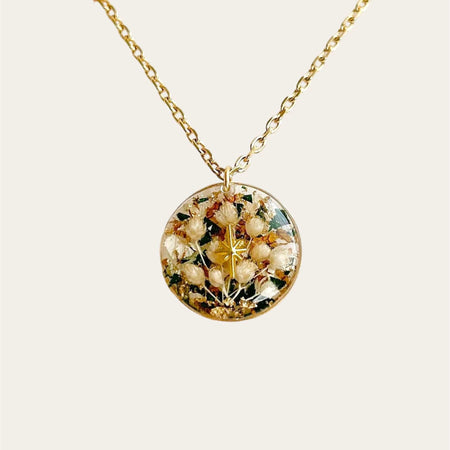 Pendentif Toni Laura Fleurs Séchées - Occasion, Forme Ovale, Bijou Naturel Et Poétique