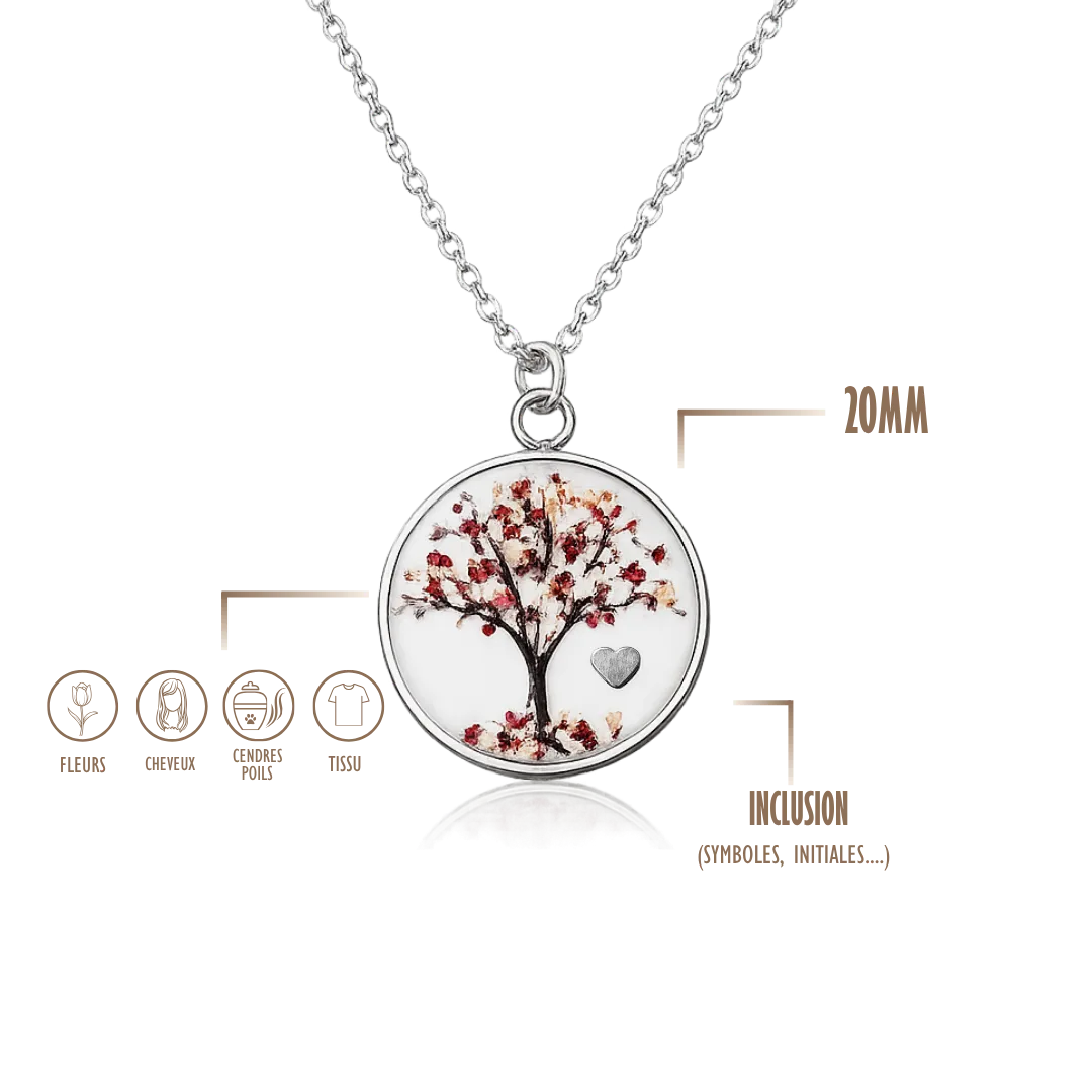 GRAVURE &amp; SOUVENIR COLLIERS ARGENT COLLIER ARBRE DE VIE 20mm