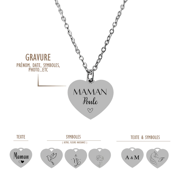 COLLIER COEUR GRAVURE
