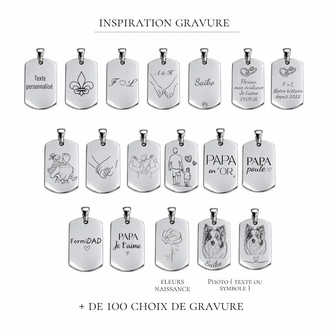 GRAVURE COLLIERS ARGENT COLLIER FLORIAN GRAVURE ( photo)