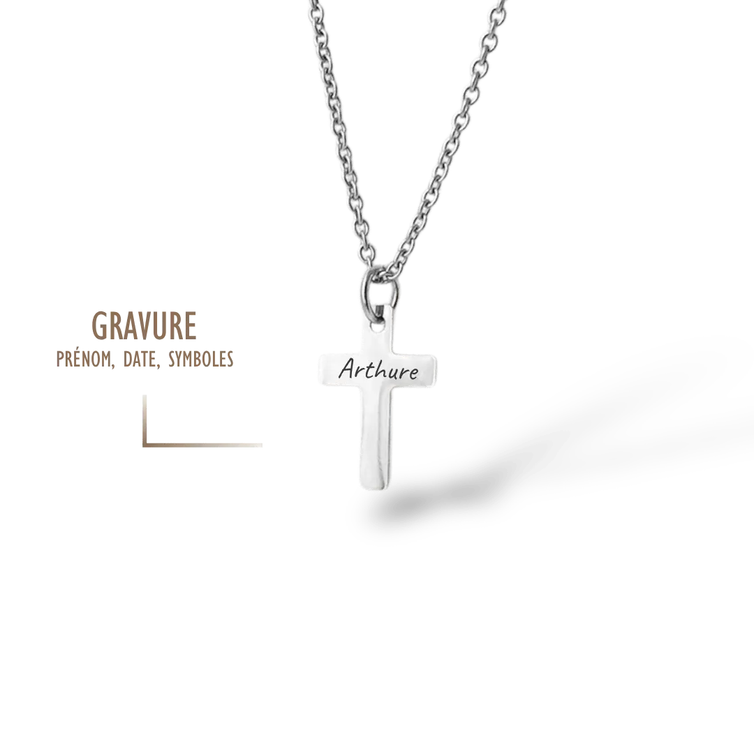 GRAVURE COLLIERS ARGENT COLLIER HOMME CROIX GRAVURE