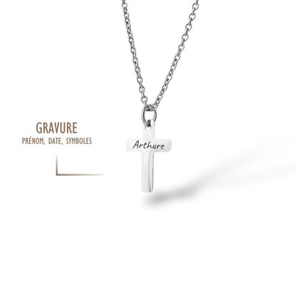 GRAVURE COLLIERS ARGENT COLLIER HOMME CROIX GRAVURE