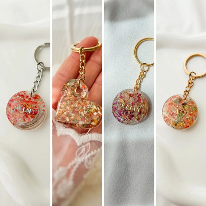 Fleurs séchées - Tissu PORTE-CLÉS PORTE-CLÉS SOUVENIR